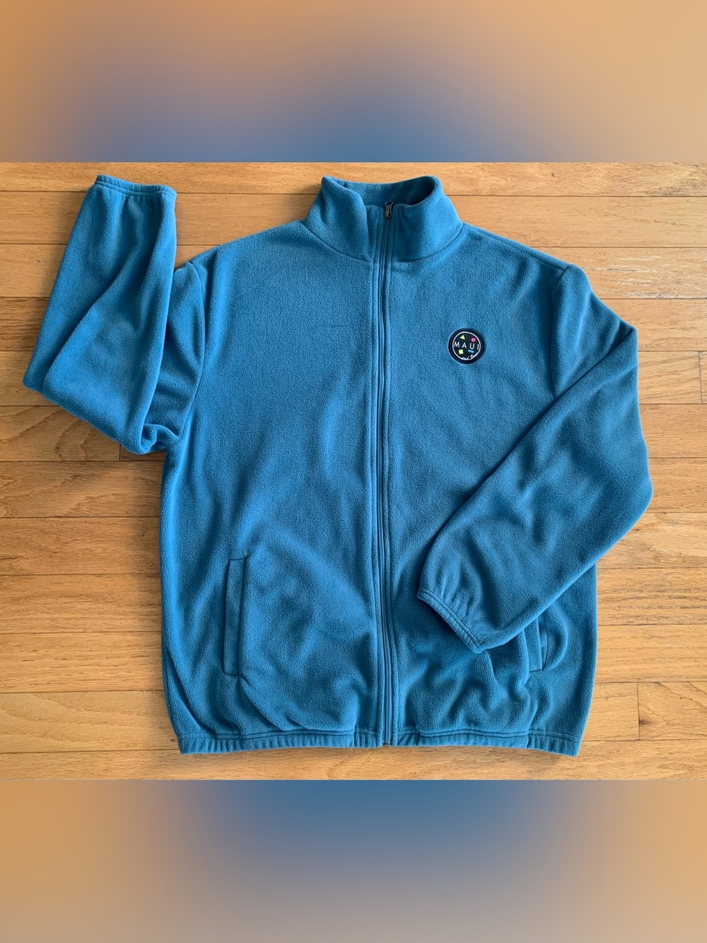 Maui and Sons Teal Blue Full-Zip Fleece Sweater, Men’s Large